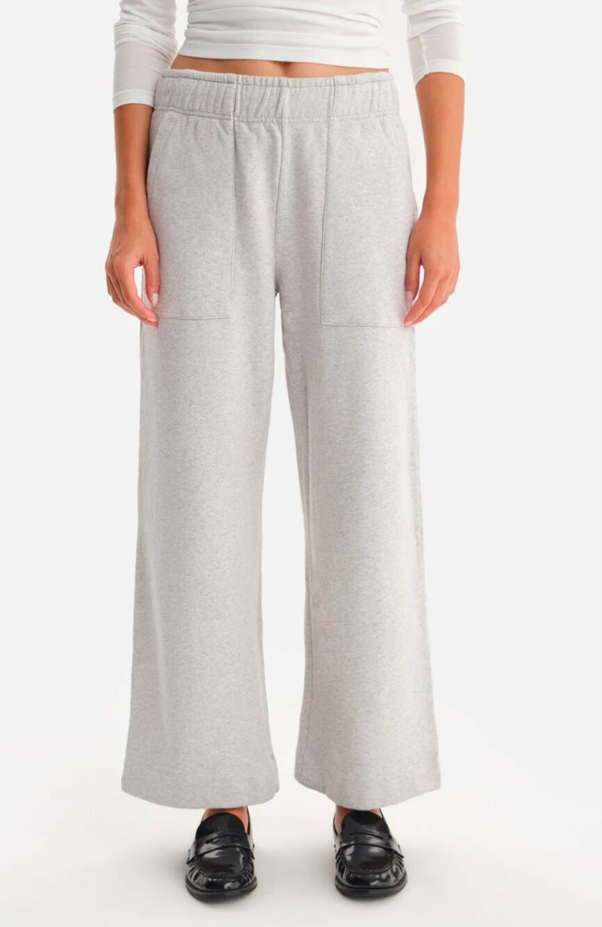 MATE The Label Organic Fleece Wide Leg Sweatpants S Heathered Grey NWOT